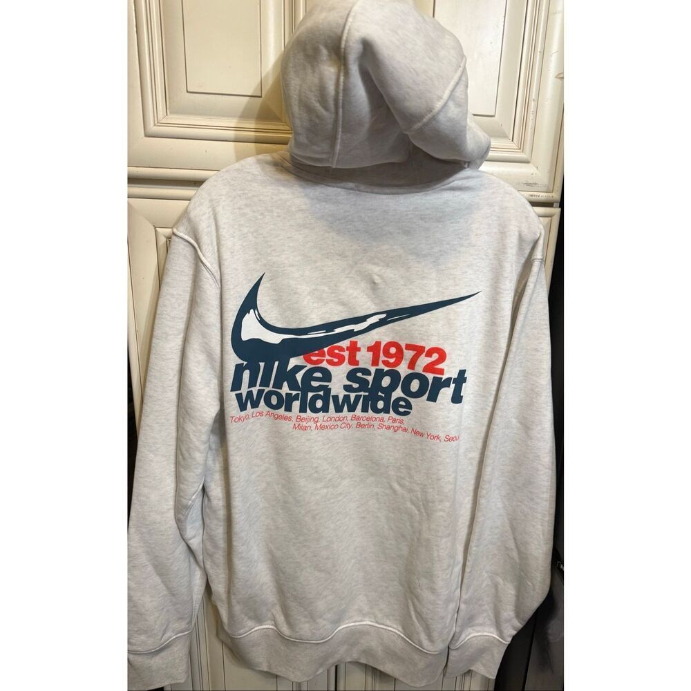 Nike Men's Sportswear Club Fleece 1972 Graphic Hoodie Heather Gray Large NWT